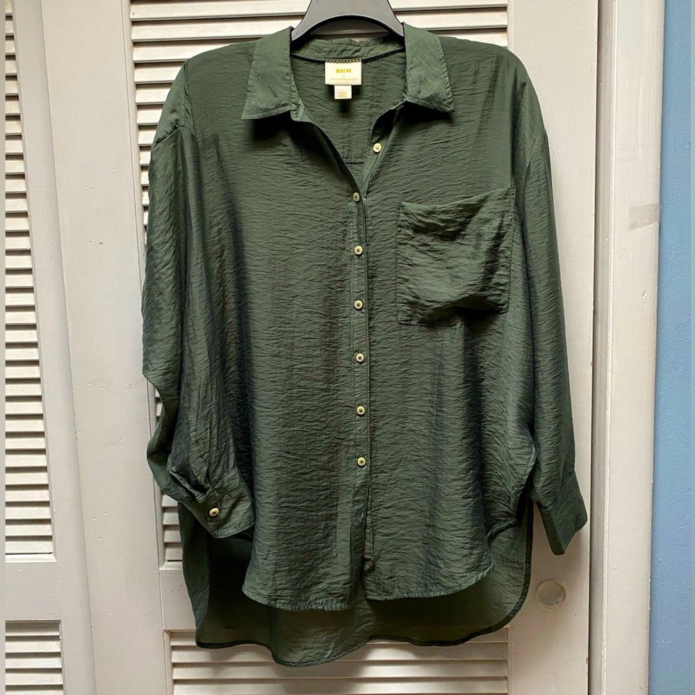 Maeve by Anthropologie Oversized Long-Sleeve Blouse, Size L
